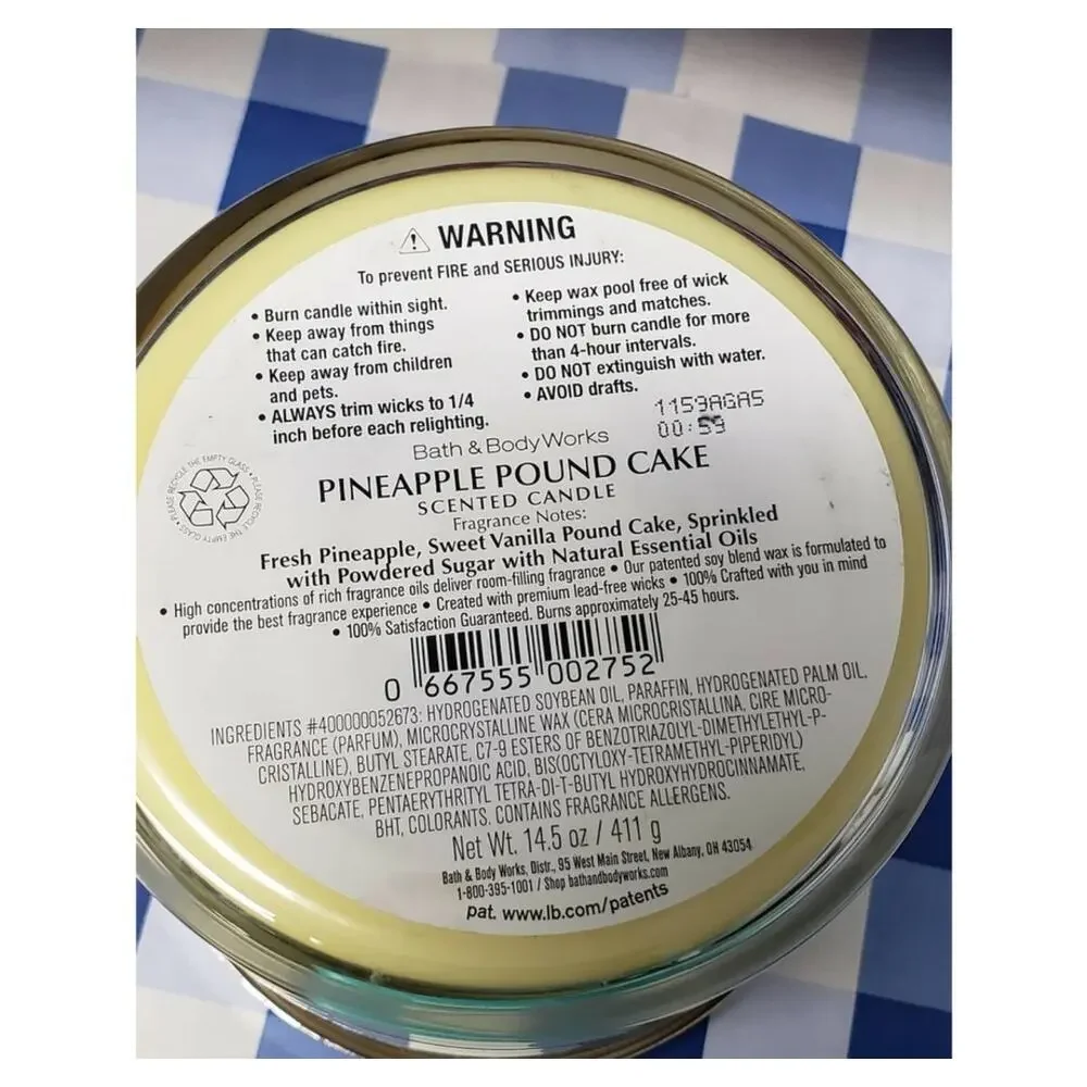 BBW Pineapple Pound Cake Large 3 Wick Candle Tropical Home Fragrance Decor - Picture 2 of 2